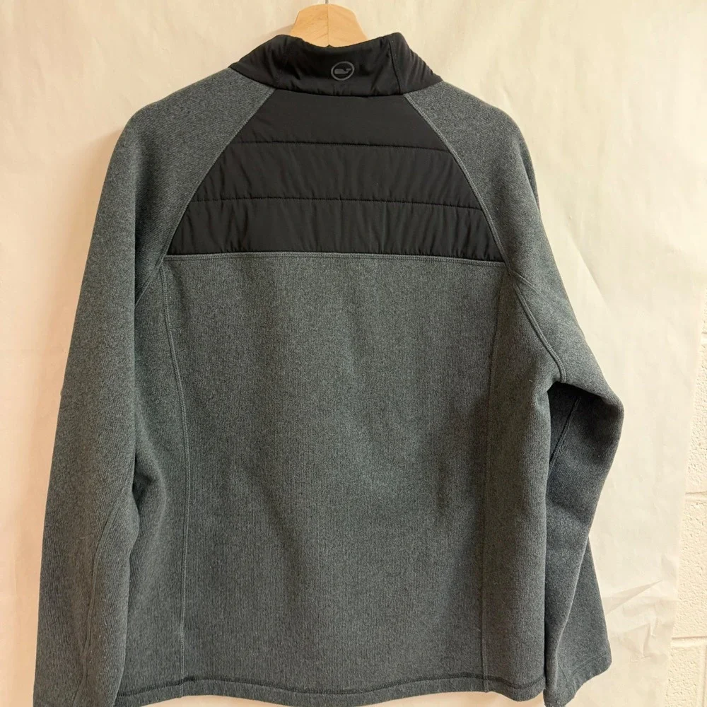 Vineyard Vines Mens Staysail Performance Hybrid Fleece Zip Pullover Gray Black L